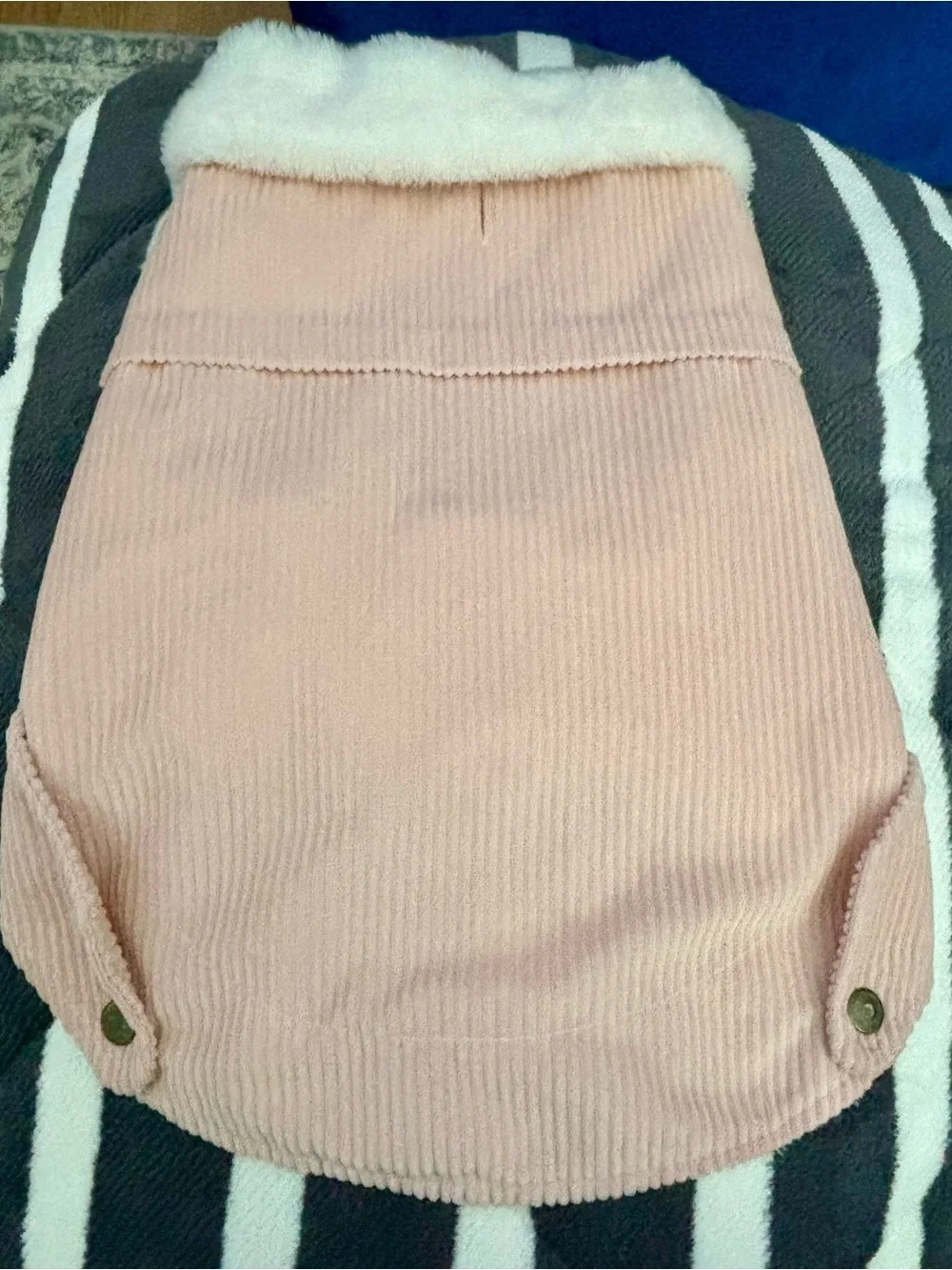 Cozy-Pink Corduroy Dog Coat with Faux Fur Collar
